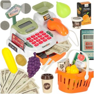 Kasa fiskalna dla dzieci supermarket sklep skaner kalkulator koszyk z akcesoriami 36 el.