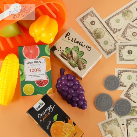 Kasa fiskalna dla dzieci supermarket sklep skaner kalkulator koszyk z akcesoriami 36 el.