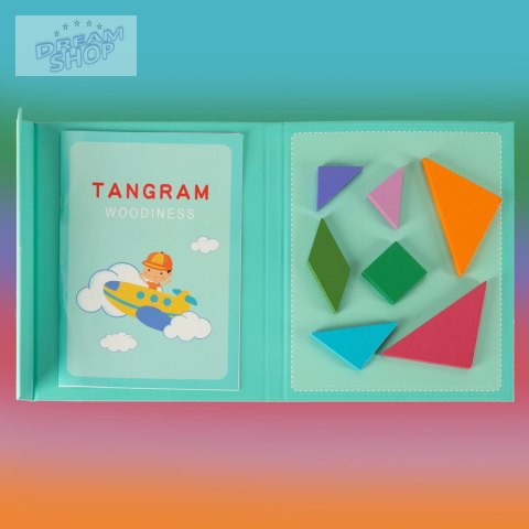 Książeczka magnetyczna układanka klocki 3D tangram Książeczka magnetyczna układanka klocki 3D tangram