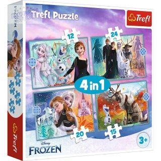Puzzle - 4w1 (12, 15, 20, 24) - Niezwykły świat Frozen - Trefl 34381