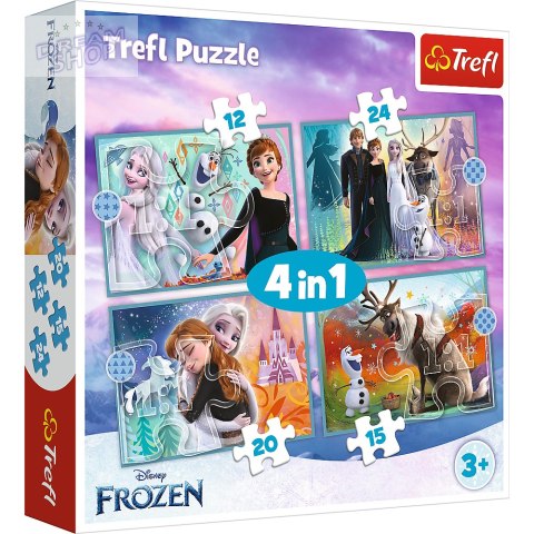 Puzzle - 4w1 (12, 15, 20, 24) - Niezwykły świat Frozen - Trefl 34381