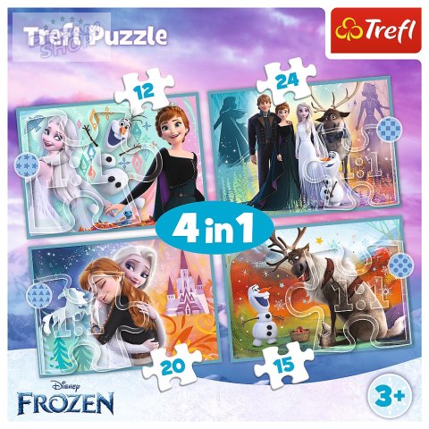 Puzzle - 4w1 (12, 15, 20, 24) - Niezwykły świat Frozen - Trefl 34381