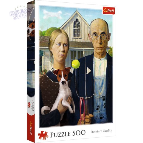 Puzzle - 500 - American Gothic: Psia Edycja Trefl 37526 Puzzle - 500 - American Gothic: Psia Edycja Trefl 37526