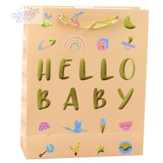 Torba Prezentowa Dla Dziecka Hello Baby Brzoskwiniowa 32 x 26 x 10cm