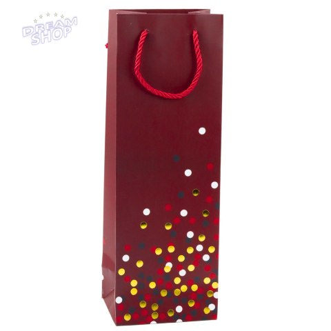 Torba Prezentowa Na Butelkę Wino W Kropki 36 x 12 x 9cm Torba Prezentowa Na Butelkę Wino W Kropki 36 x 12 x 9cm