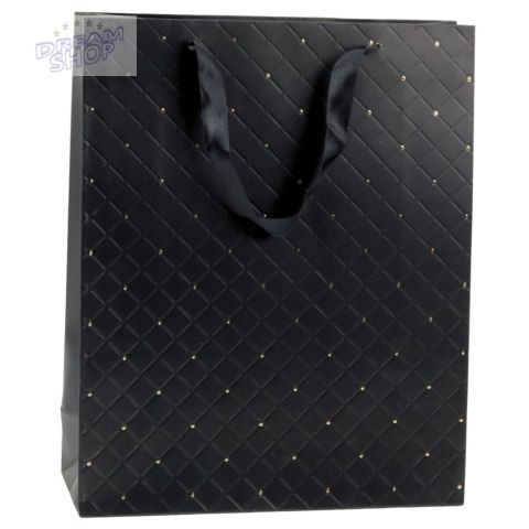 Torba Prezentowa Papierowa Elegancka Złote Kropki Czarna 32 x 26 x 10cm Torba Prezentowa Papierowa Elegancka Złote Kropki Czarna 32 x 26 x 10cm
