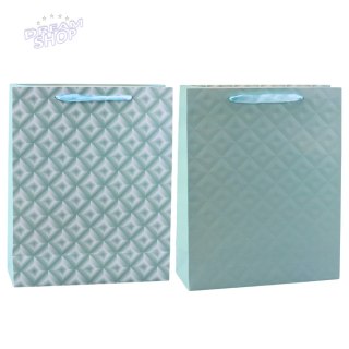 Torba Prezentowa Z Tłoczeniem Błękitna Turkusowa 32 x 26 x 10cm