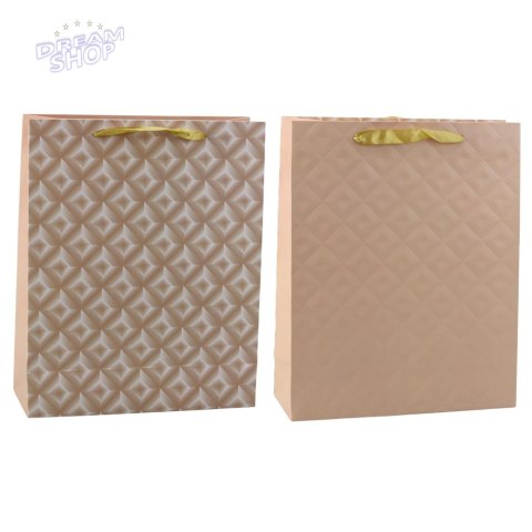 Torba Prezentowa Z Tłoczeniem Jasno Beżowa 32 x 26 x 10cm Torba Prezentowa Z Tłoczeniem Jasno Beżowa 32 x 26 x 10cm