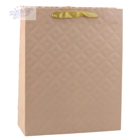 Torba Prezentowa Z Tłoczeniem Jasno Beżowa 32 x 26 x 10cm Torba Prezentowa Z Tłoczeniem Jasno Beżowa 32 x 26 x 10cm
