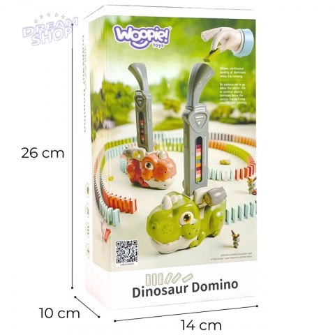 WOOPIE Elektryczna Ciuchcia Lokomotywa do Klocków Domino Dinozaur Pomarańczowy - 8 szt.