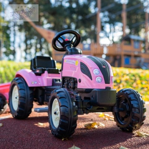 FALK Traktor Country Star Różowy na Pedały + Przyczepka i Klakson od 2 Lat.