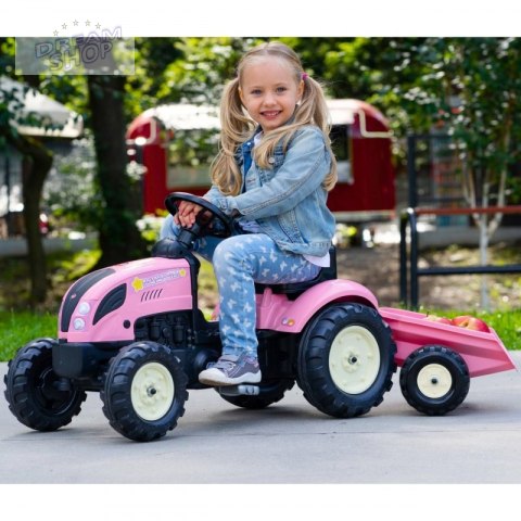 FALK Traktor Country Star Różowy na Pedały + Przyczepka i Klakson od 2 Lat.