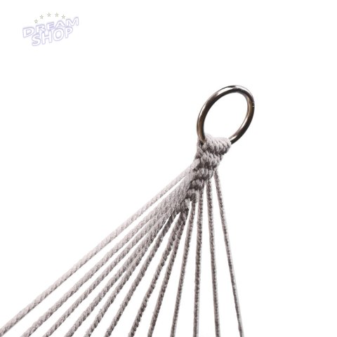 Hamak ogrodowy boho siatka frędzle leżak wiszący makrama 200cm szary Hamak ogrodowy boho siatka frędzle leżak wiszący makrama 200cm szary
