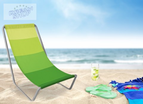Leżak turystyczny plażowy składany Olek zielone pasy Leżak turystyczny plażowy składany Olek zielone pasy