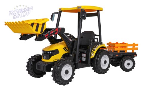 Pojazd MEGA Traktor D68 Z Przyczepką Żółty Pojazd MEGA Traktor D68 Z Przyczepką Żółty