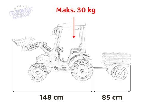 Pojazd MEGA Traktor D68 Z Przyczepką Żółty Pojazd MEGA Traktor D68 Z Przyczepką Żółty