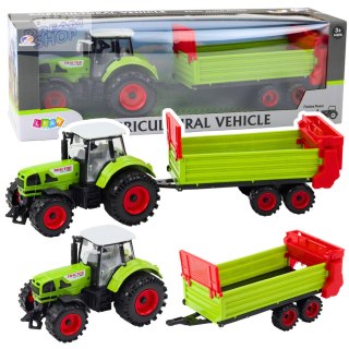 Traktor Z Przyczepką Napęd Frykcyjny Otwierana Maska Drzwi Zielony