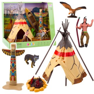 Zestaw Indiański Figurki Wioska Indianie Namiot Tipi KajakTotem
