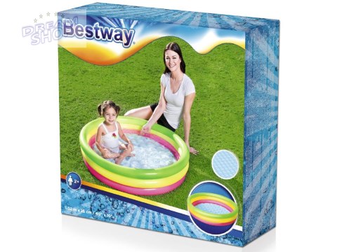 Bestway tęczowy basen dmuchany brodzik basenik 102cm miękkie dno 51104 Bestway tęczowy basen dmuchany brodzik basenik 102cm miękkie dno 51104