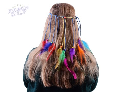 Boho Opaska do włosów z kolorowymi Piórami i Koralikami ZA5581 Boho Opaska do włosów z kolorowymi Piórami i Koralikami ZA5581