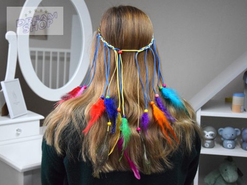 Boho Opaska do włosów z kolorowymi Piórami i Koralikami ZA5581 Boho Opaska do włosów z kolorowymi Piórami i Koralikami ZA5581