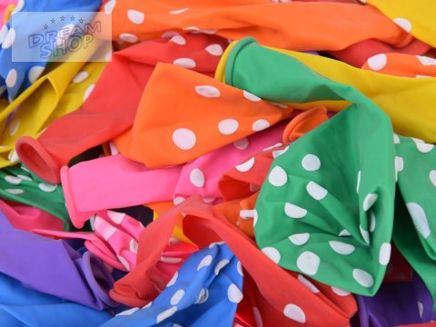 Kolorowe Balony w białe kropki zestaw 100 sztuk ZA5568 Kolorowe Balony w białe kropki zestaw 100 sztuk ZA5568