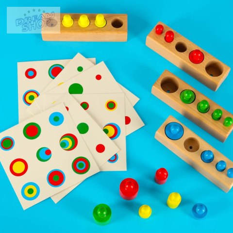 Odważniki cylindry drewniane montessori kolorowe Odważniki cylindry drewniane montessori kolorowe