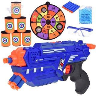 Pistolet Shotgun 2w1 + Naboje piankowe żelowe Tarcza Okulary Puszki ZA5564