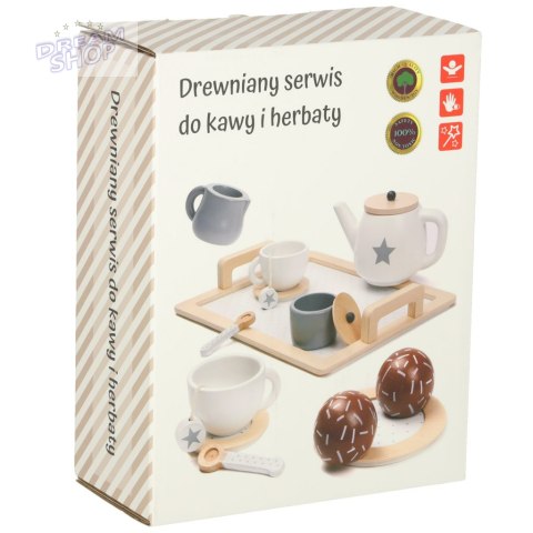Serwis kawowy drewniany zestaw naczyń dla 2 osób