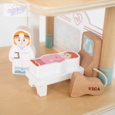VIGA Drewniany Szpital Z Karetką Winda Zestaw 15 el VIGA Drewniany Szpital Z Karetką Winda Zestaw 15 el