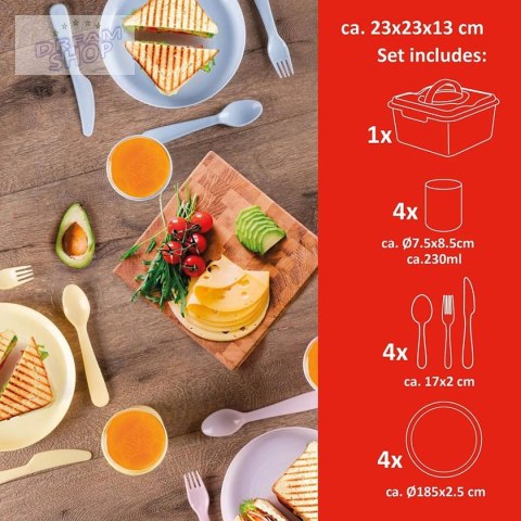 ZESTAW NACZYŃ TURYSTYCZNO PIKNIKOWYCH 21 ELEMENTÓW ALPINA