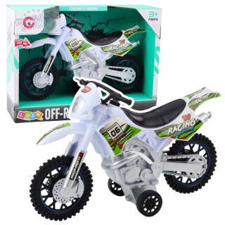 Motor Crossowy Off-Road Napęd Światła Dźwięki Biały