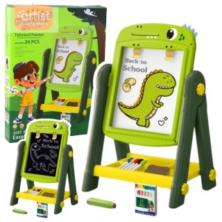 Tablica Dwustronna Magnetyczna Suchościeralna Dinozaur Zielona Akcesoria