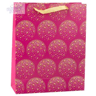 Torba Prezentowa Elegancka Złote Gwiazdki Różowa 32 x 26 x 10 cm