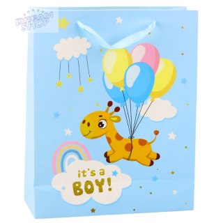Torba Prezentowa It's A Boy Żyrafa Niebieska 32 x 26 x 10 cm