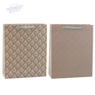 Torba Prezentowa Z Tłoczeniem Beżowa 32 x 26 x 10cm