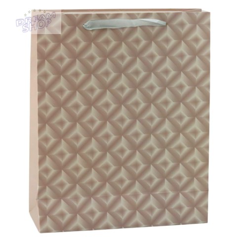 Torba Prezentowa Z Tłoczeniem Beżowa 32 x 26 x 10cm