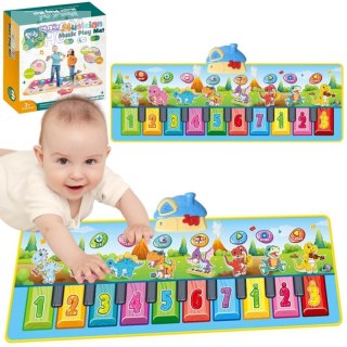 WOOPIE Mata Muzyczna XXL Dinusie 2w1 Pianinko 8 Melodii 110cm