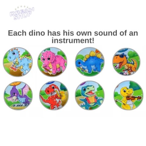 WOOPIE Mata Muzyczna XXL Dinusie 2w1 Pianinko 8 Melodii 110cm WOOPIE Mata Muzyczna XXL Dinusie 2w1 Pianinko 8 Melodii 110cm