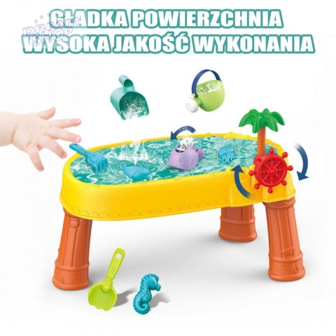 WOOPIE Stolik Wodny 2w1 Piaskownica Statek Piracki 8 akc.