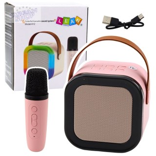 Zestaw Karaoke Głośnik Mikrofon Bezprzewodowy K12 RGB Bluetooth Różowy