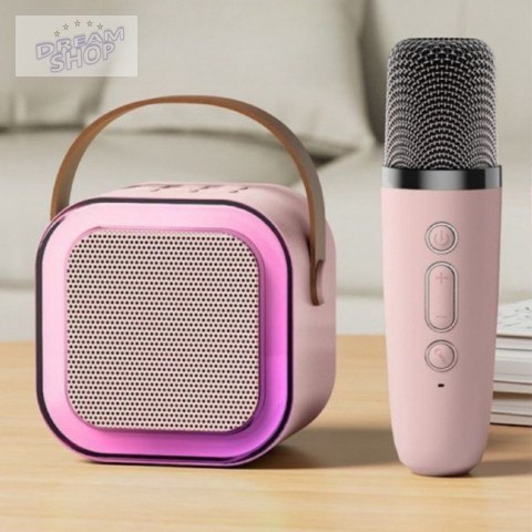 Zestaw Karaoke Głośnik Mikrofon Bezprzewodowy K12 RGB Bluetooth Różowy Zestaw Karaoke Głośnik Mikrofon Bezprzewodowy K12 RGB Bluetooth Różowy