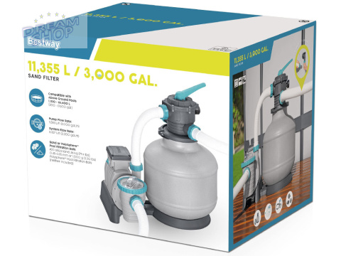 Bestway wydajna Pompa piaskowa do basenu złączki + węże 11355 L/h 58486