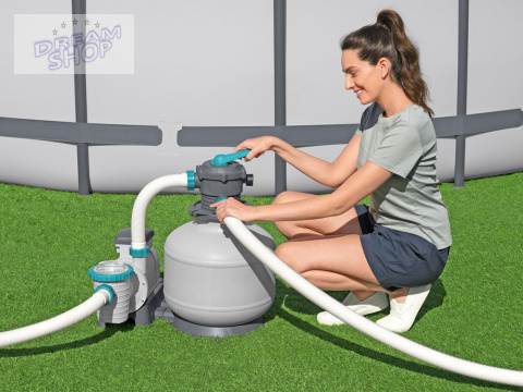 Bestway wydajna Pompa piaskowa do basenu złączki + węże 11355 L/h 58486