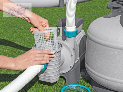 Bestway wydajna Pompa piaskowa do basenu złączki + węże 11355 L/h 58486