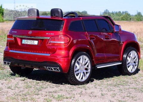 MERCEDES GLS 63, 4 SILNIKI, 2X12 V, MIĘKKIE KOŁA, MIĘKKIE SIEDZENIE DLA 2 DZIECI/HL228