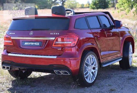 MERCEDES GLS 63, 4 SILNIKI, 2X12 V, MIĘKKIE KOŁA, MIĘKKIE SIEDZENIE DLA 2 DZIECI/HL228