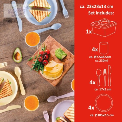 ZESTAW NACZYŃ TURYSTYCZNO PIKNIKOWYCH 21 ELEMENTÓW ALPINA