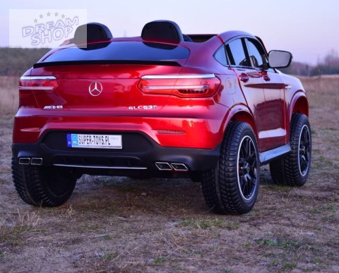 MERCEDES GLC 63S LICENCJA, 4X4, 2x12V, WALIZKA, MIĘKKIE KOŁA EVA, MIĘKKIE SIEDZENIE, LAKIER POLEROWANY, FULL OPCJA/XMX608