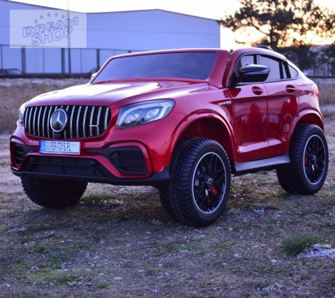 MERCEDES GLC 63S LICENCJA, 4X4, 2x12V, WALIZKA, MIĘKKIE KOŁA EVA, MIĘKKIE SIEDZENIE, LAKIER POLEROWANY, FULL OPCJA/XMX608